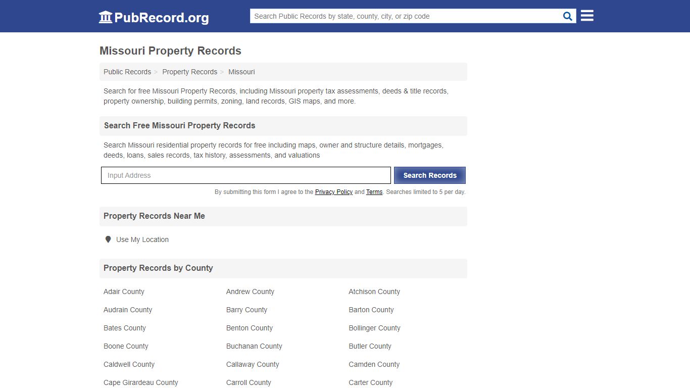 Free Missouri Property Records - PubRecord.org