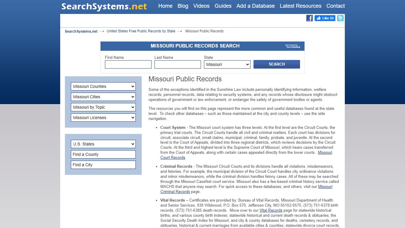 Missouri Public Records Search