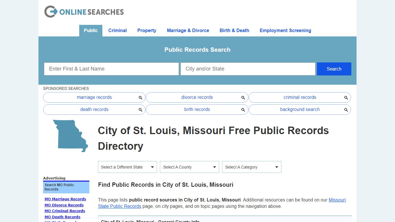 City of St. Louis, Missouri Free Public Records Directory